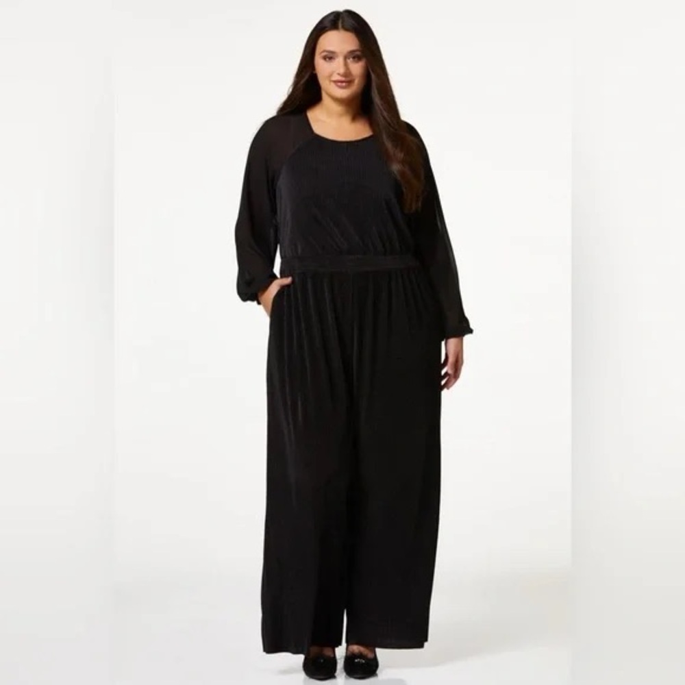 Cato | PLUS SIZE STRETCHY RIBBED JUMPSUIT Ideal Black Various Sizes Available